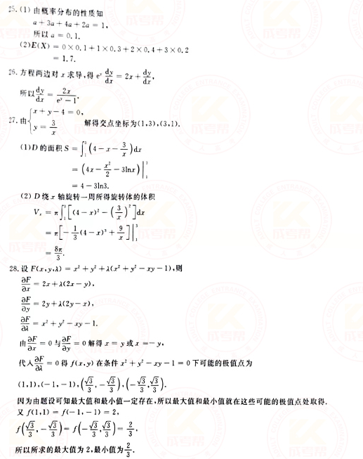 2021年成人高考專升本高數(shù)(二)真題及答案！-8